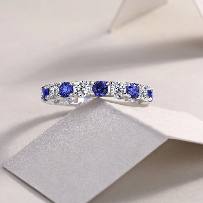 Women's Sterling Silver Moissanite Band Ring | 3 mm Stones | Braviixx