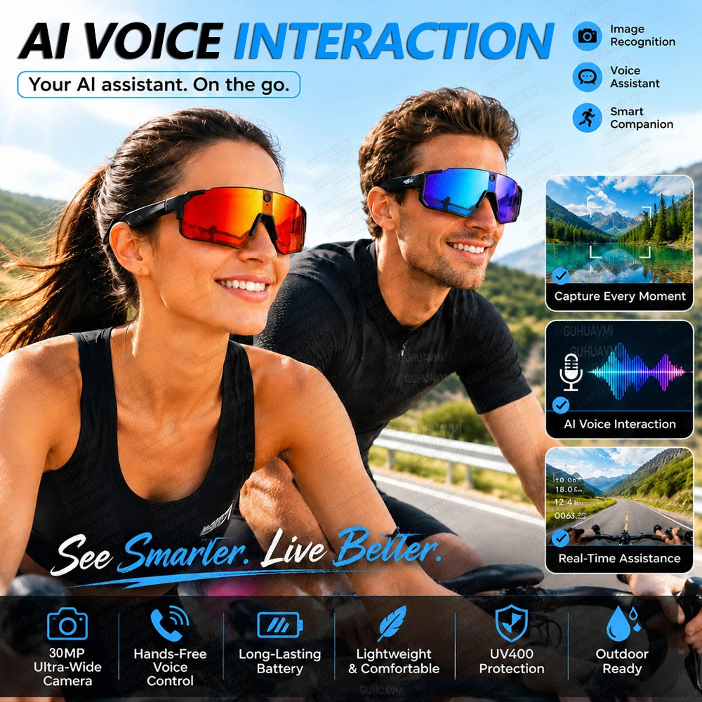 AI Camera Smart Glasses with Bluetooth Audio | Braviixx