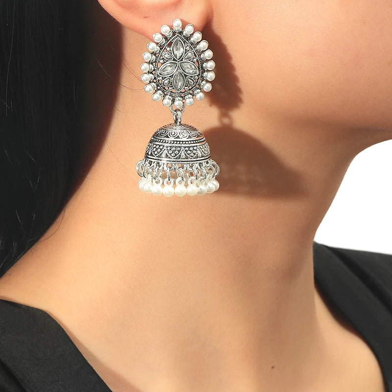 Jhumka Earrings | Teardrop & Bead Fringe | Braviixx