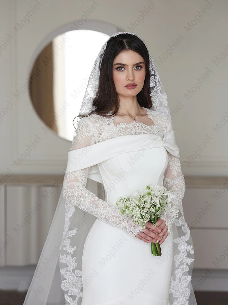 Long Sleeve Satin Mermaid Wedding Dress | Braviixx