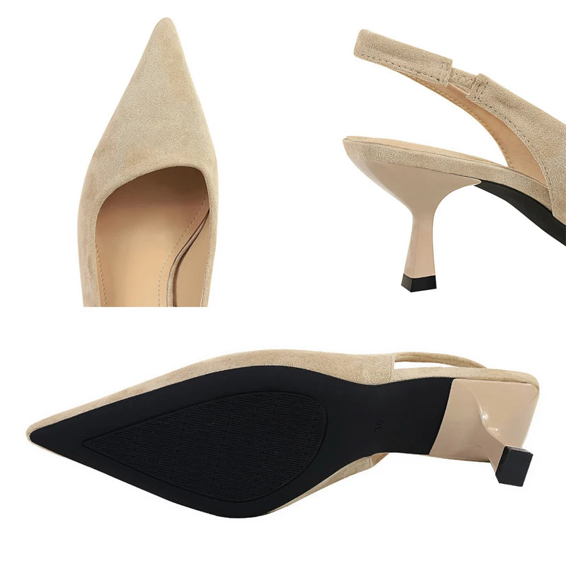 Pointed-Toe Slingback Pumps | 6 cm Sculpted Heel | Braviixx