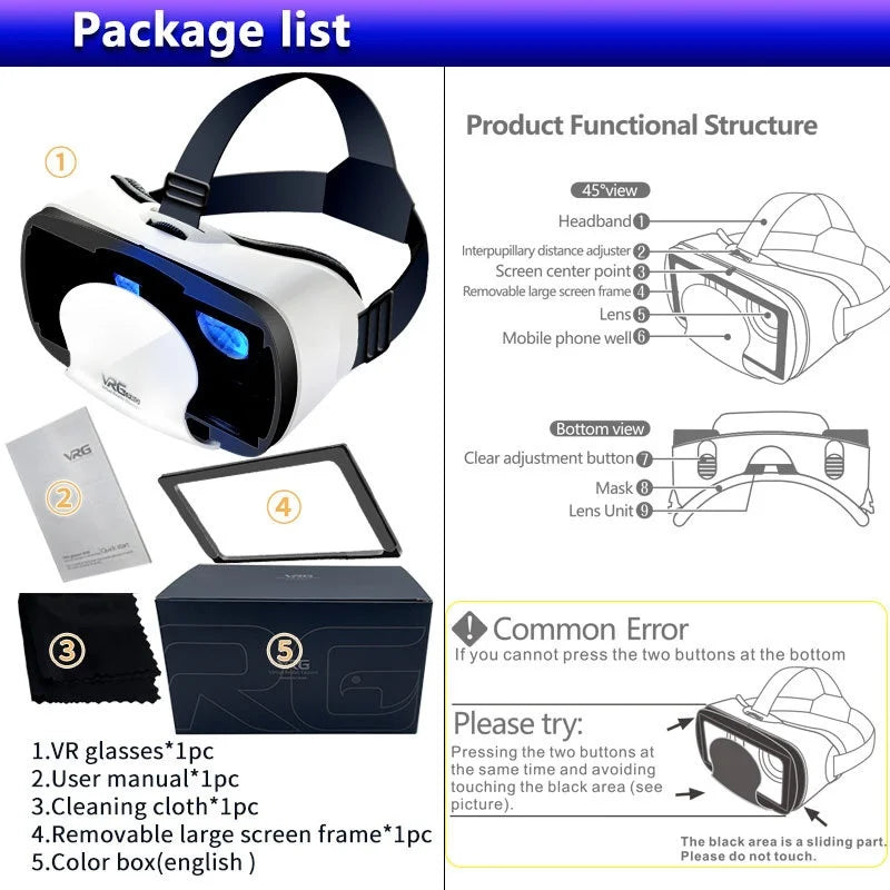 3D VR Glasses for Smartphones | Blue Light Lens VR Headset with Optional Gamepad | Braviixx