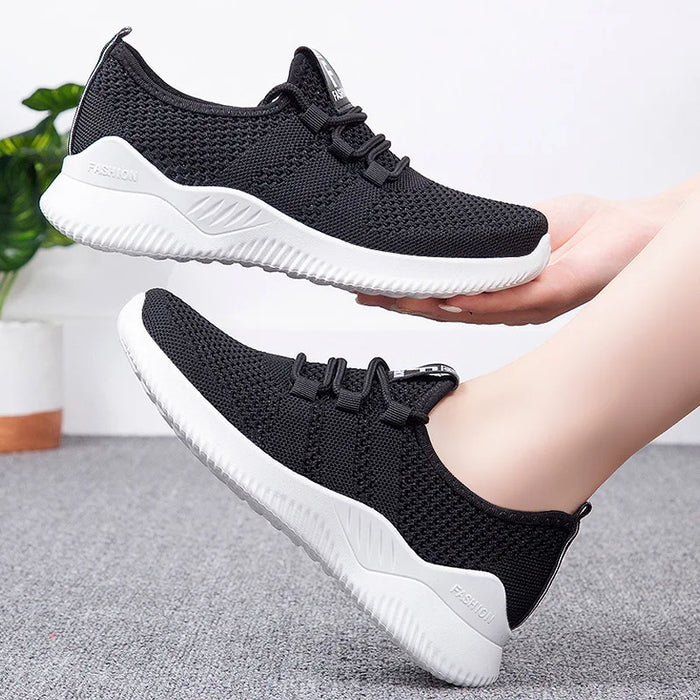 Comfortable Women's Casual Sneakers Summer Breathable Flat Shoes Fashion Women Sneakers Versatile Lace-Up Running Shoes 2026 New