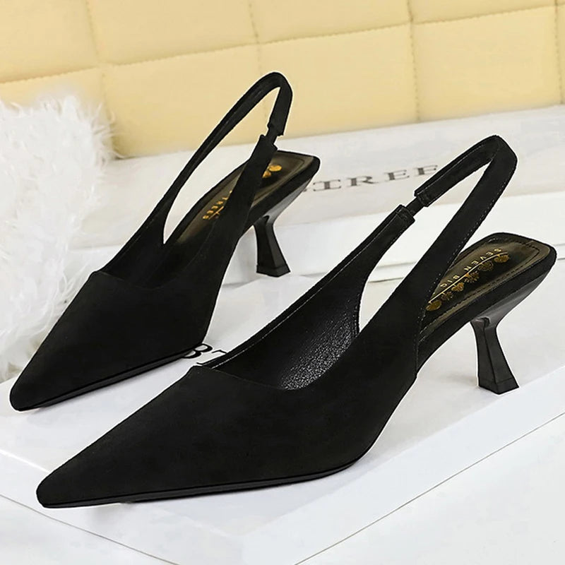 Pointed-Toe Slingback Pumps | 6 cm Sculpted Heel | Braviixx