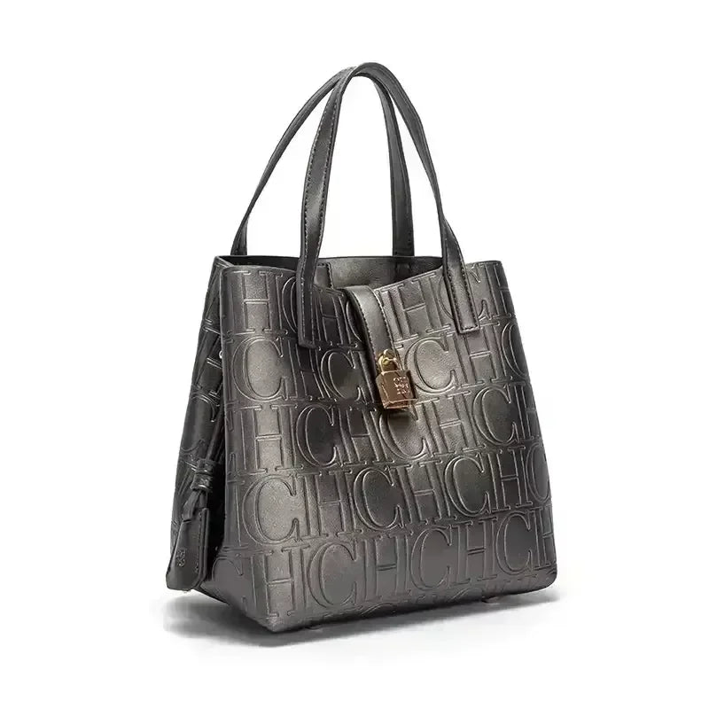 CH Women Tote Bag High Quality Pu Leather Top Handle Handbag With Lock Decoration Crossbody Shoulder Bag For Work Daily