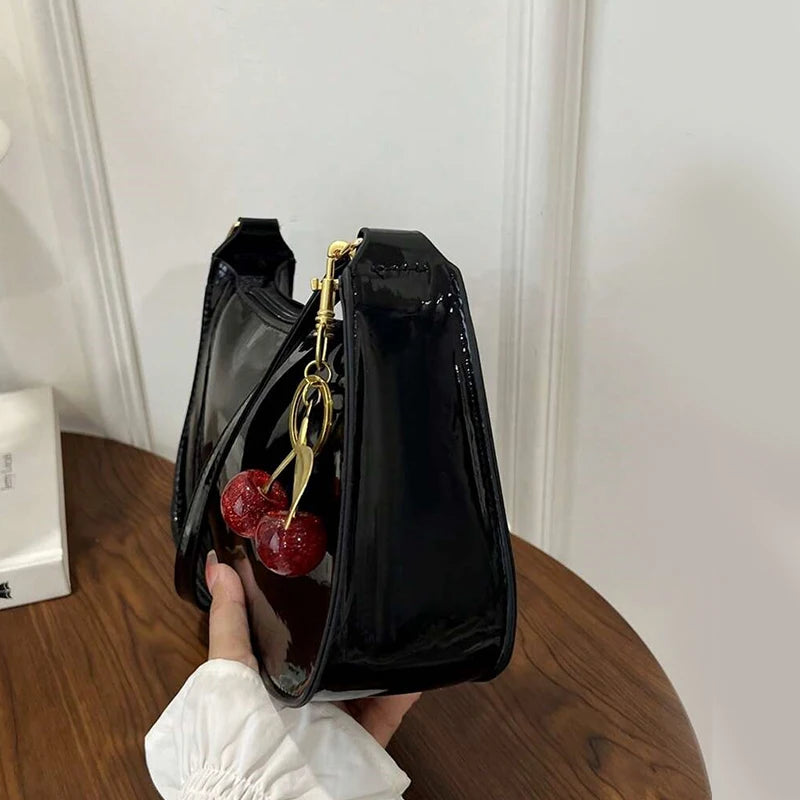 Glossy PU Shoulder Bag | Cherry Charm | Braviixx