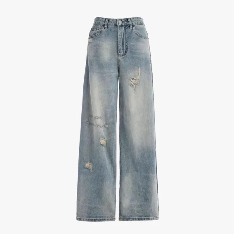 Retro High Waist Straight Leg Jeans Women's Slimming Versatile American Sle Floor Length Wide Leg Pants Spring 2026