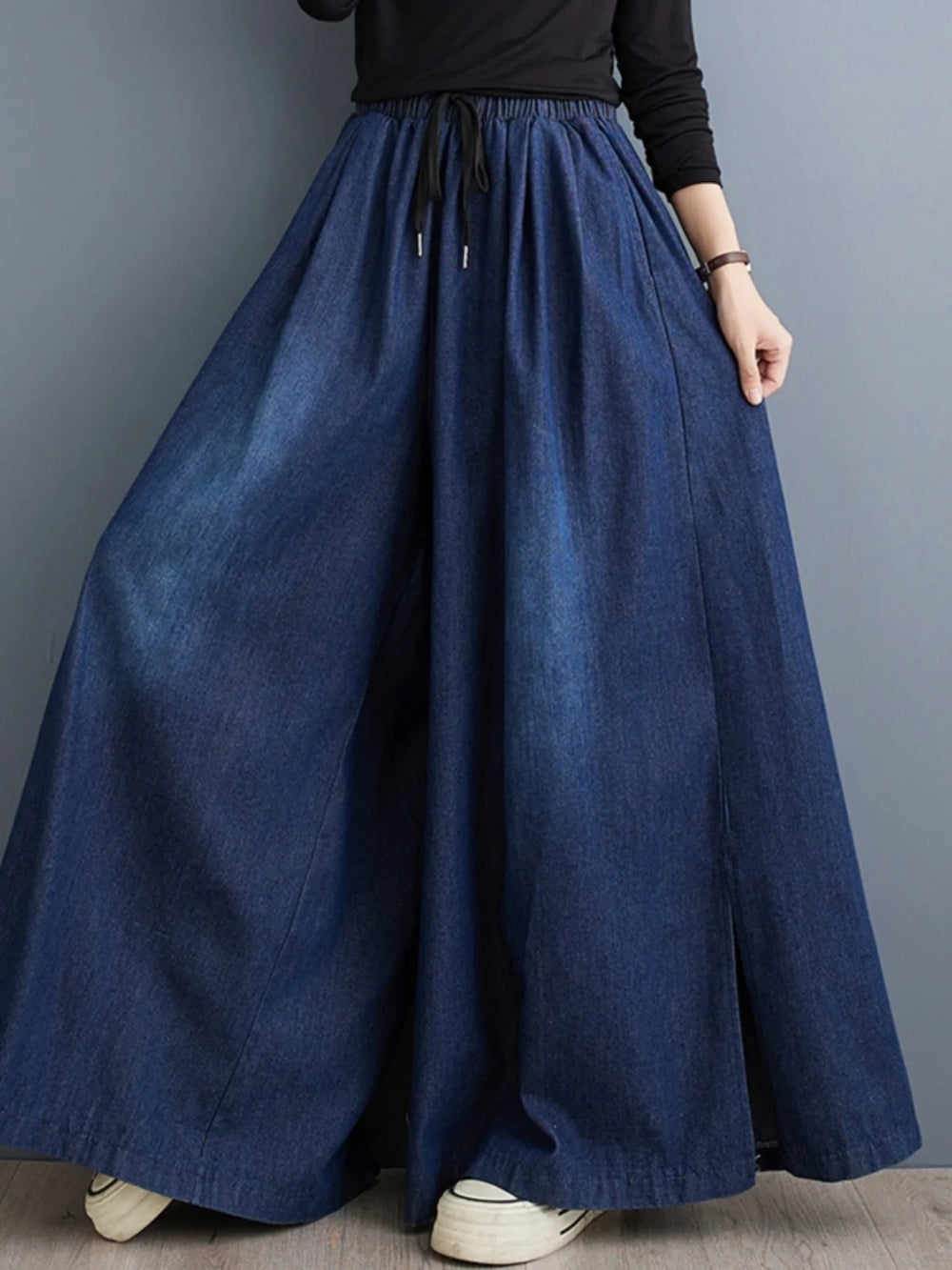 High Waist Wide Leg Denim Jeans Women Casual Artistic Skirt Pants Slimming Loose Wide Leg Pants Spring 2026 New Arrival