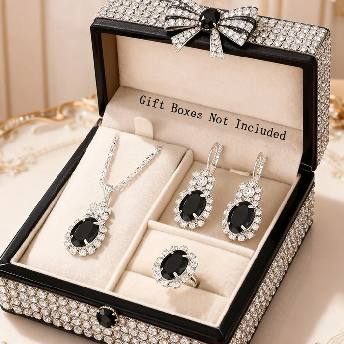 Women's Halo Jewellery Set | Pendant Necklace, Drop Earrings & Ring | Braviixx