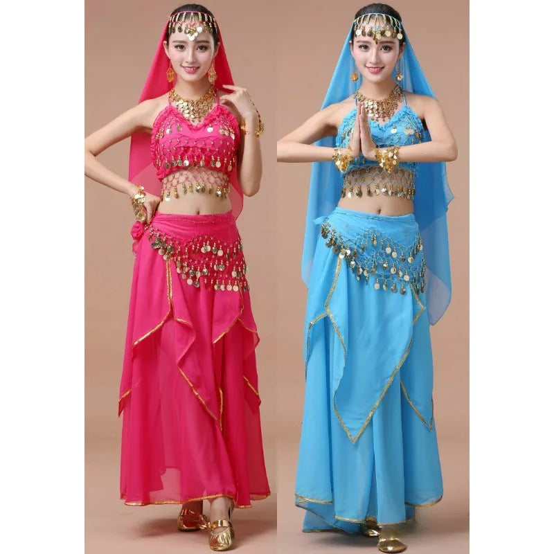 Coin-Trim Belly Dance Costume | Top & Skirt Set | Braviixx