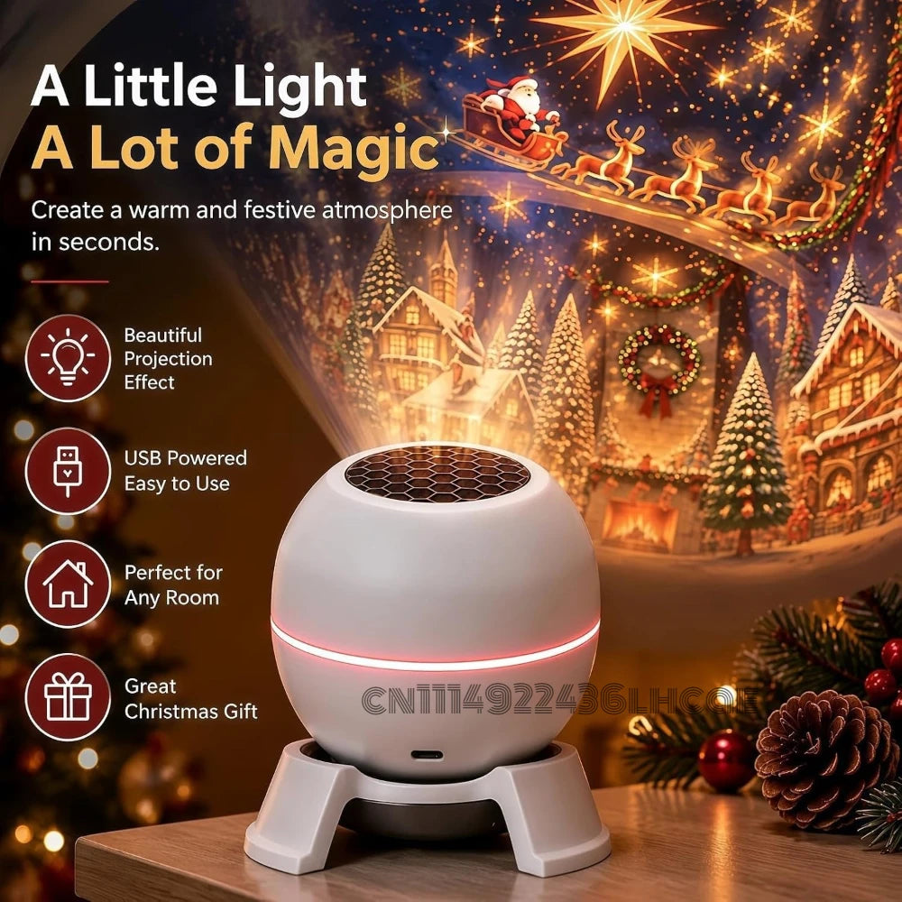 Christmas Projection Night Light | USB-Powered Indoor Decor | Braviixx