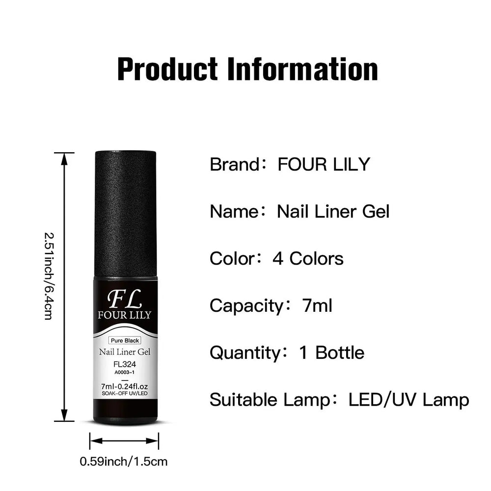 4-Color Nail Liner Gel Kit, 5ml Each | Braviixx