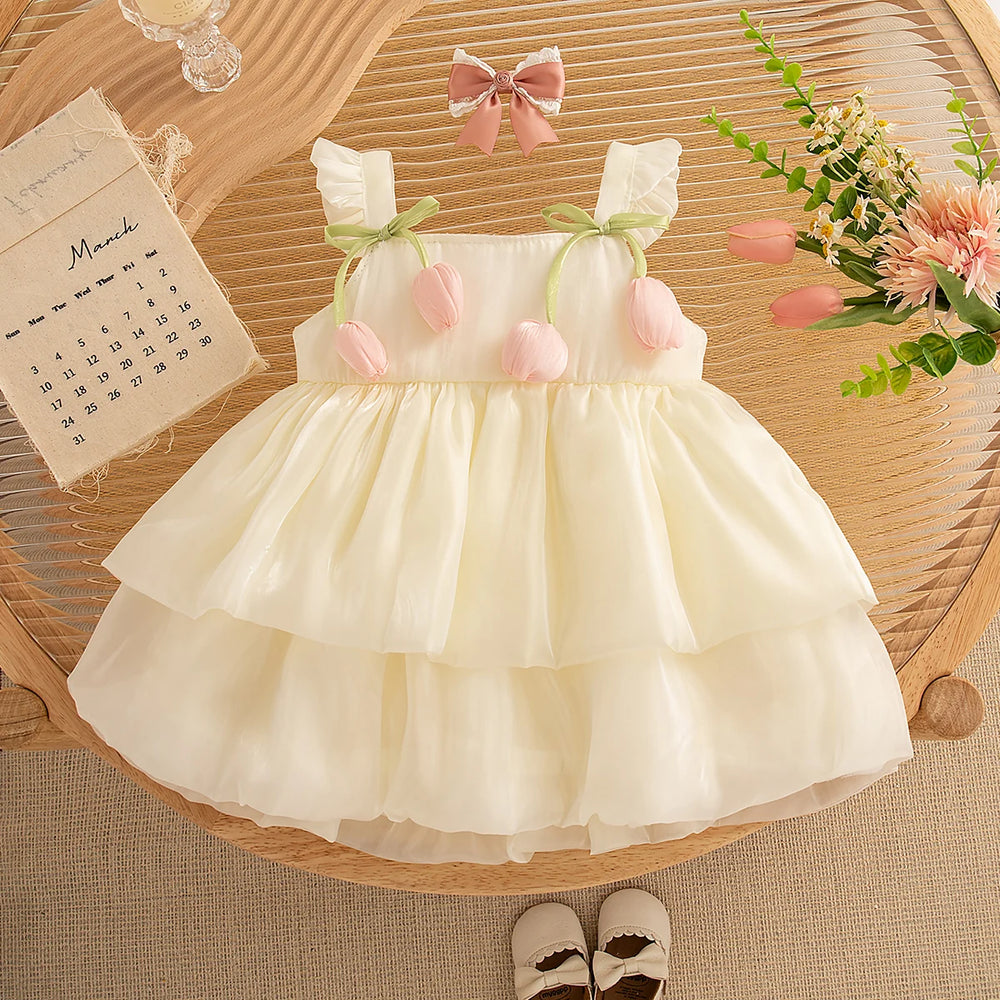 Baby Girls' Layered Princess Party Dress | Bow Tutu Dress 6M–3Y | Braviixx