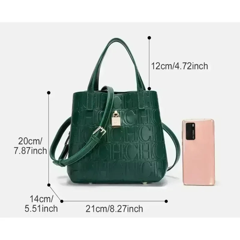 CH Women Tote Bag High Quality Pu Leather Top Handle Handbag With Lock Decoration Crossbody Shoulder Bag For Work Daily