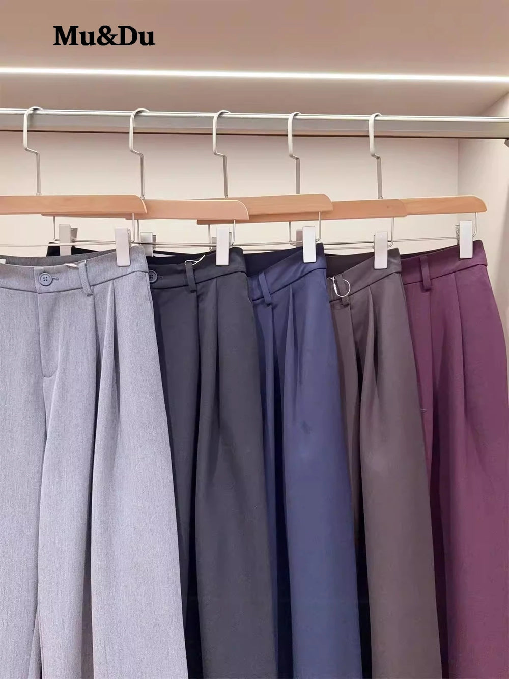 2026 Fall Winter Elegant Gray Suits Pants for Women Office Lady High Waist Wide Leg Fashion Trousers with Pockets Black Pant