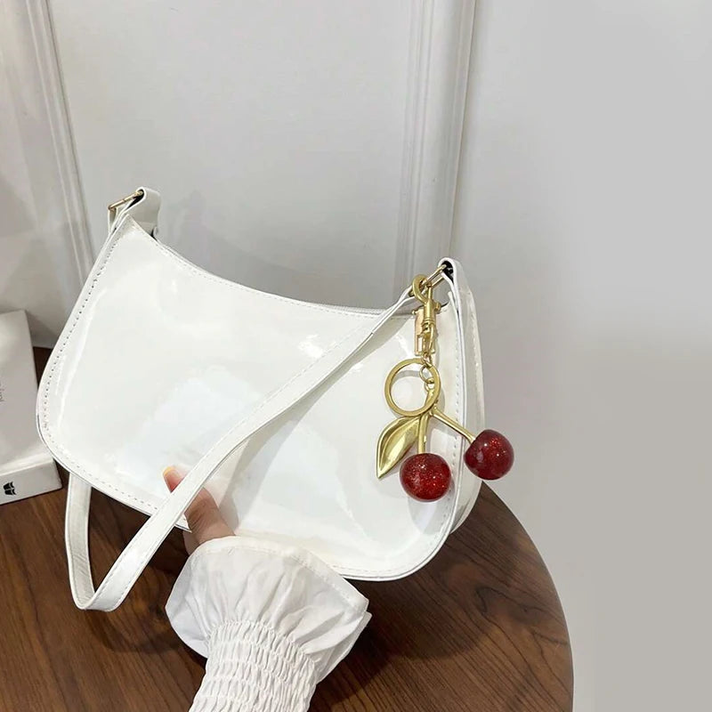 Glossy PU Shoulder Bag | Cherry Charm | Braviixx