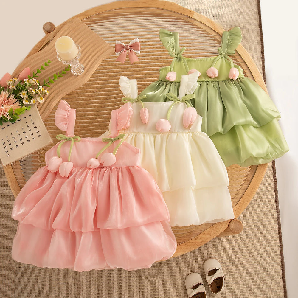 Baby Girls' Layered Princess Party Dress | Bow Tutu Dress 6M–3Y | Braviixx