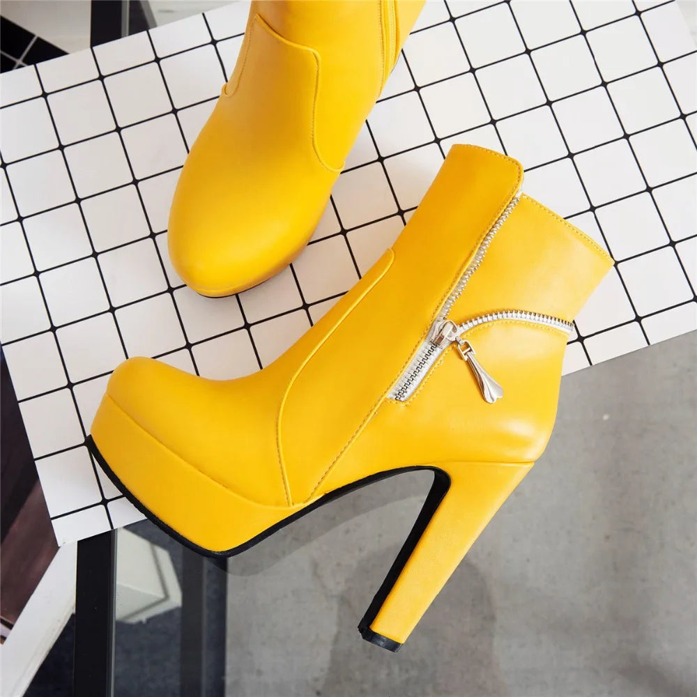 Platform Ankle Boots | 12 cm Block Heel | Braviixx