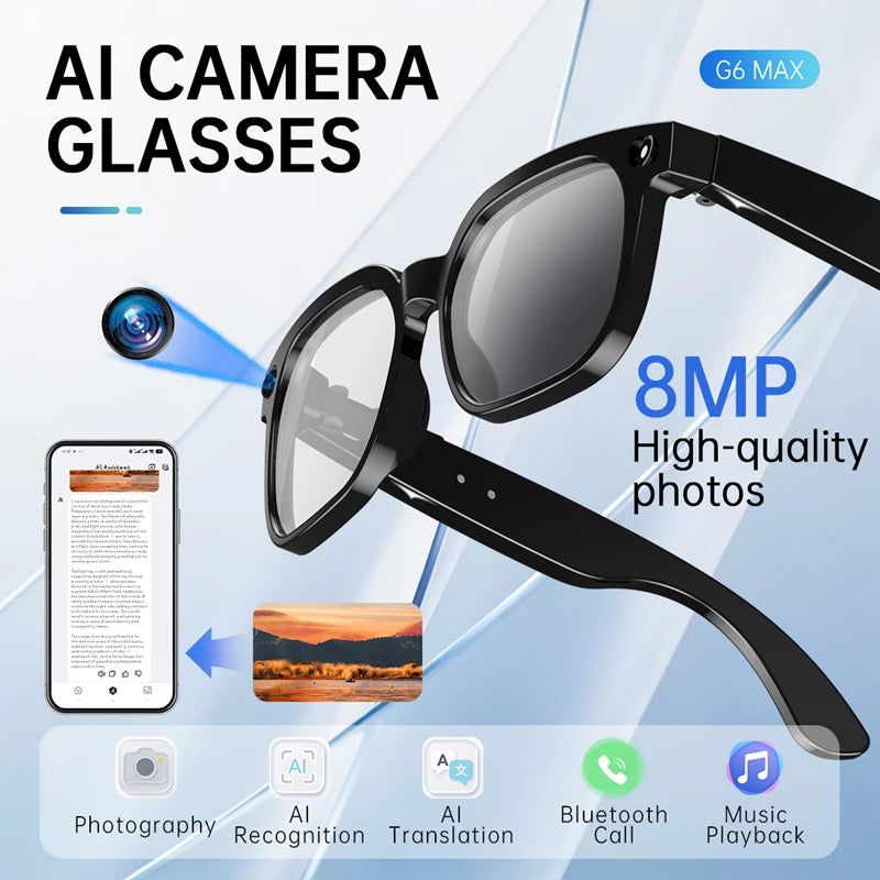 800W AI Camera Smart Glasses with Translation & Bluetooth Calling | Braviixx