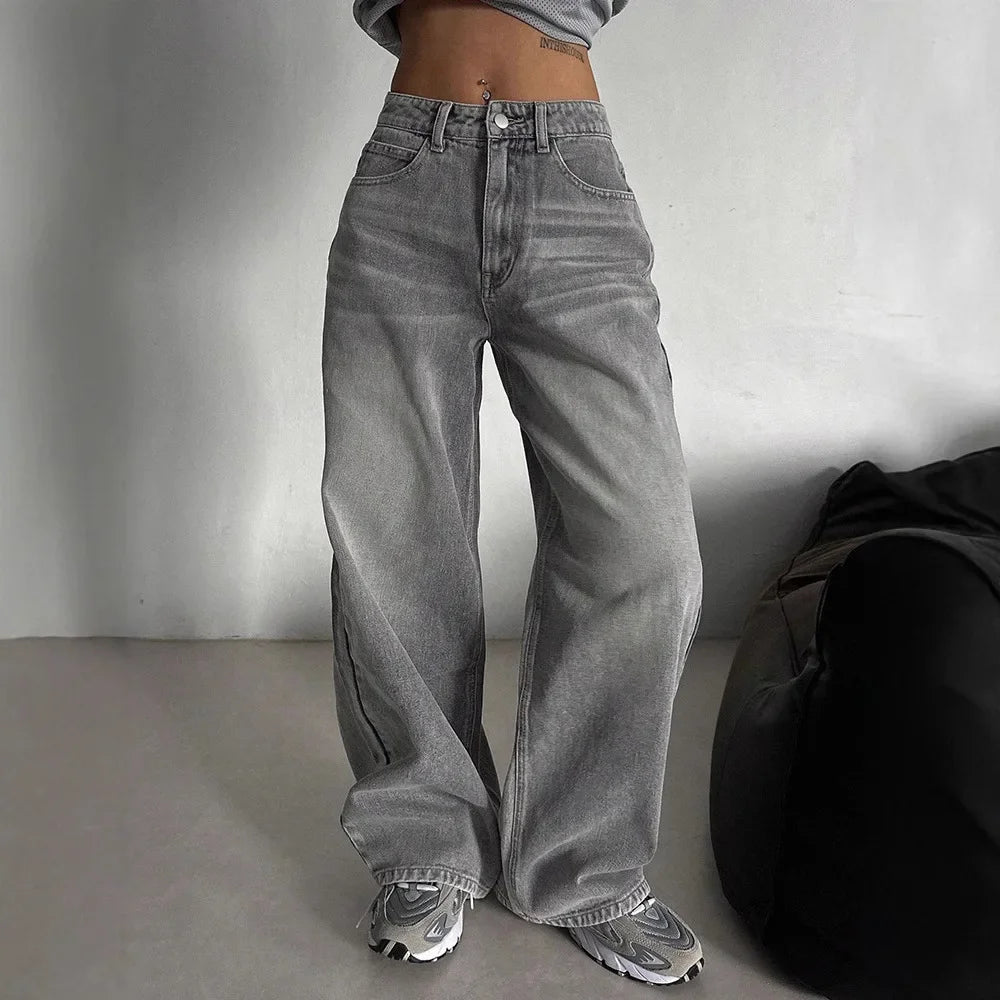 Casual Straight 2026 Retro Jeans for Women Loose Spring and Autumn Long Drape High Waist Fashionable New Pants Wide Legs