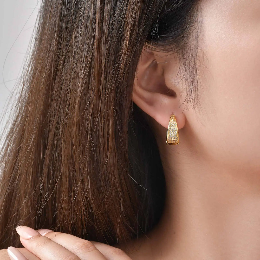VNOX 18K Gold Plated CZ Earrings | Teardrop Stud or U-Shape Hoop | Hypoallergenic | Braviixx