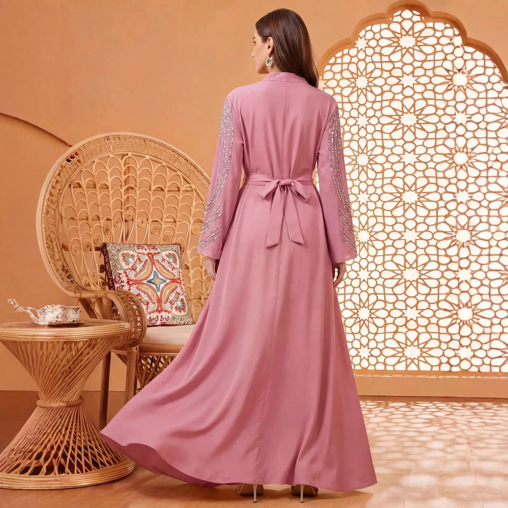 Embellished Kaftan Dress | Bell Sleeves & Tie Waist | Braviixx