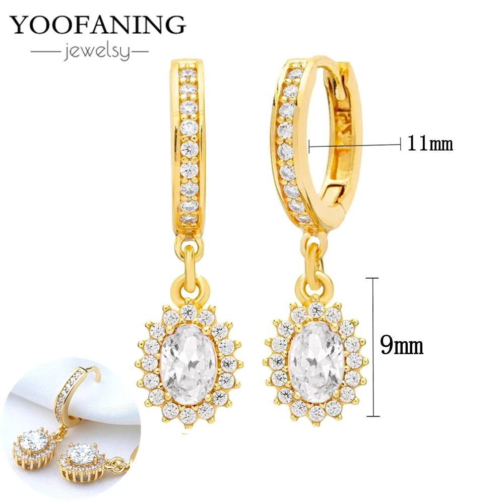 Hot Selling925 Sterling Silver Needle Exquisite 24K Gold Earrings Water Drop Gold Earrings Women's Luxury Wedding Party Jewelry