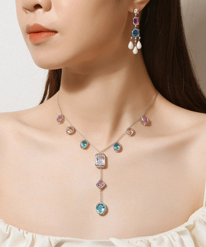 Women's Multicolour Jewellery | Y-Drop Necklace & Pearl-Look Earrings Options | Braviixx