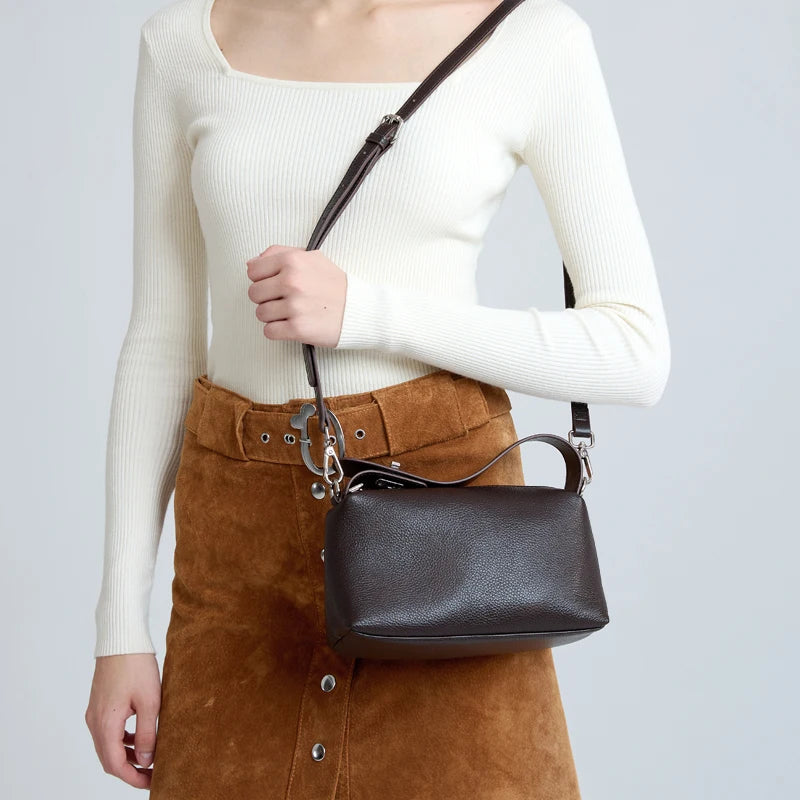 Mini Textured Shoulder Bag | Minimalist Zip Handbag | Braviixx