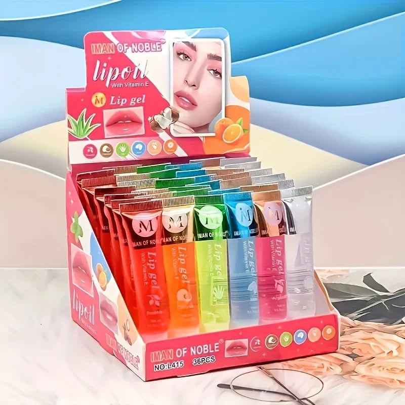 6-Piece Moisturizing Lip Gel Set | Vitamin E Gloss & Assorted Flavors | Braviixx