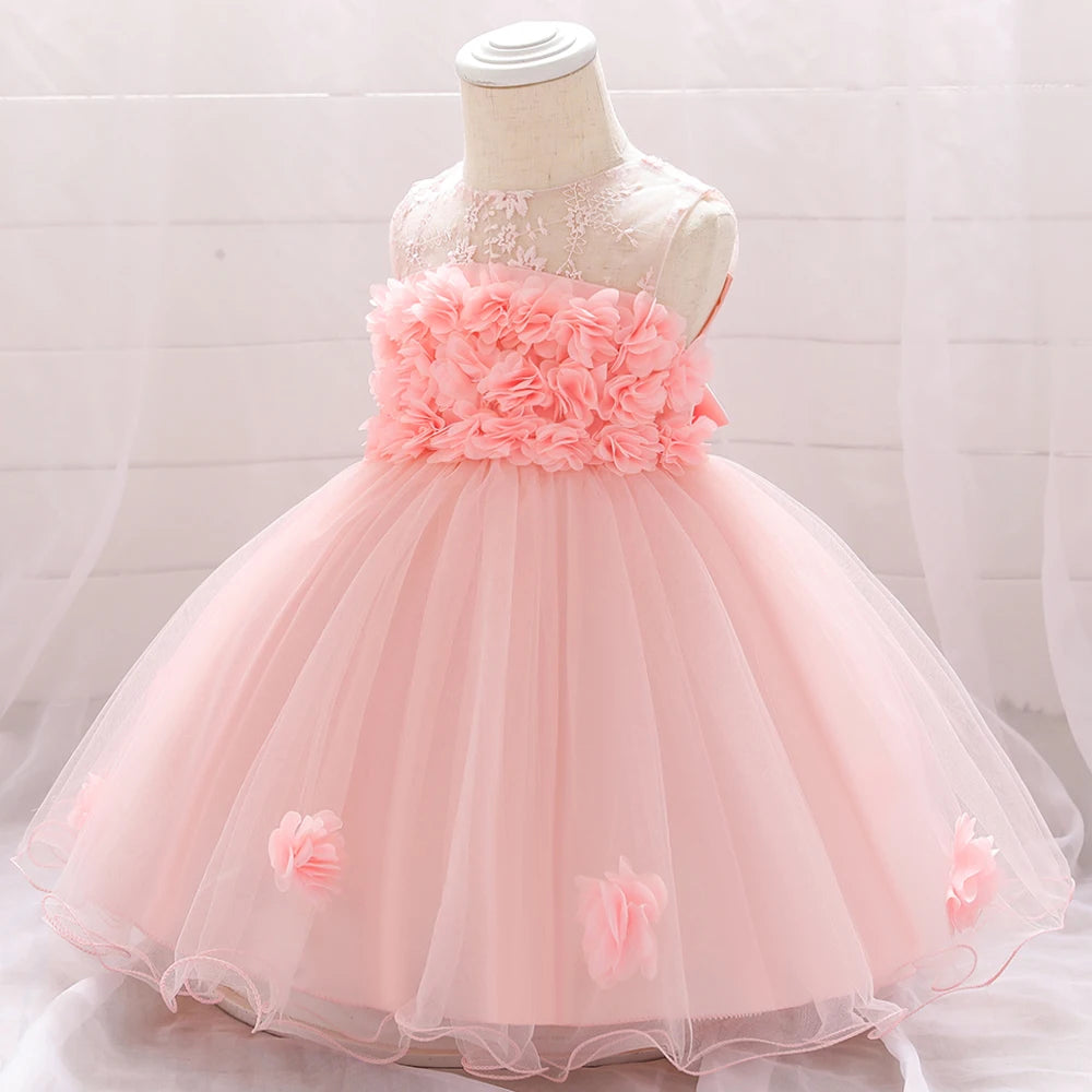 Baby Girls Floral Princess Party Dress | Lace Ball Gown | 3–24M | Braviixx