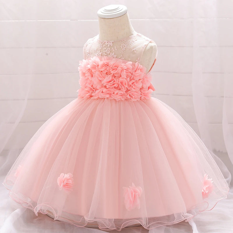 Baby Girls Floral Princess Party Dress | Lace Ball Gown | 3–24M | Braviixx