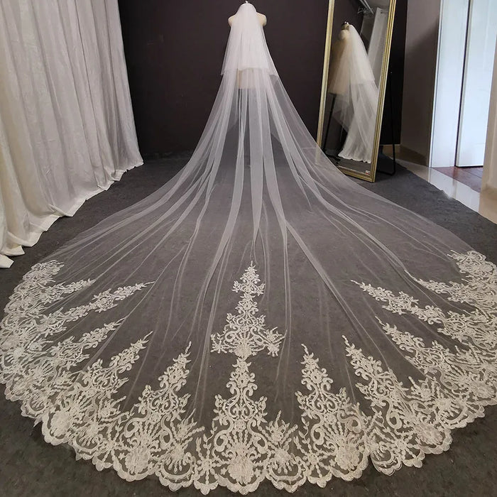 Long Bridal Veil | Two-Tier Blusher with Comb | Braviixx