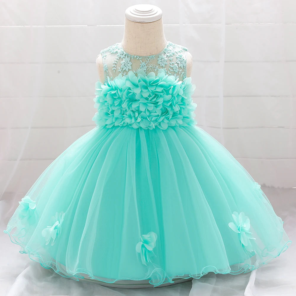 Baby Girls Floral Princess Party Dress | Lace Ball Gown | 3–24M | Braviixx