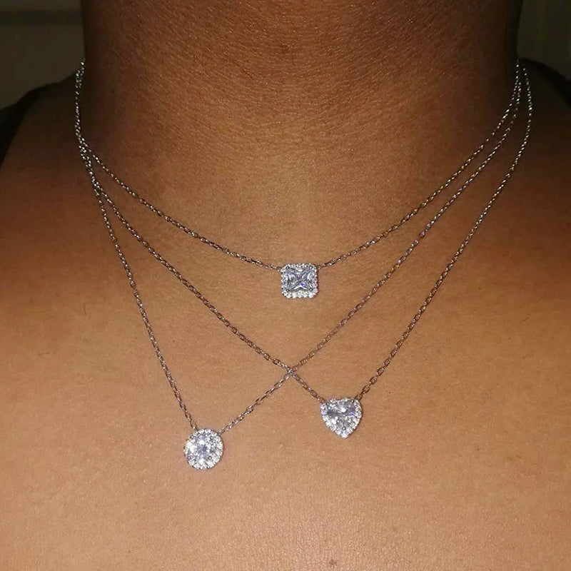 Cubic Zirconia Halo Pendant Necklace | Braviixx
