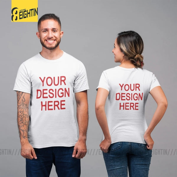 Women's 100% Cotton Custom Print T-Shirt · Front & Back Print · 12 Colours · S–6XL