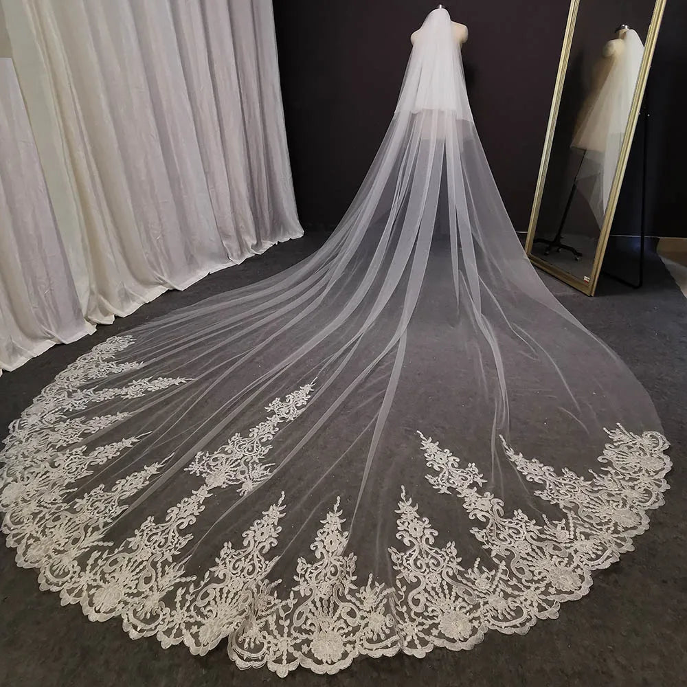 Long Bridal Veil | Two-Tier Blusher with Comb | Braviixx