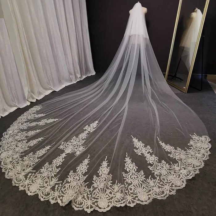 Long Bridal Veil | Two-Tier Blusher with Comb | Braviixx