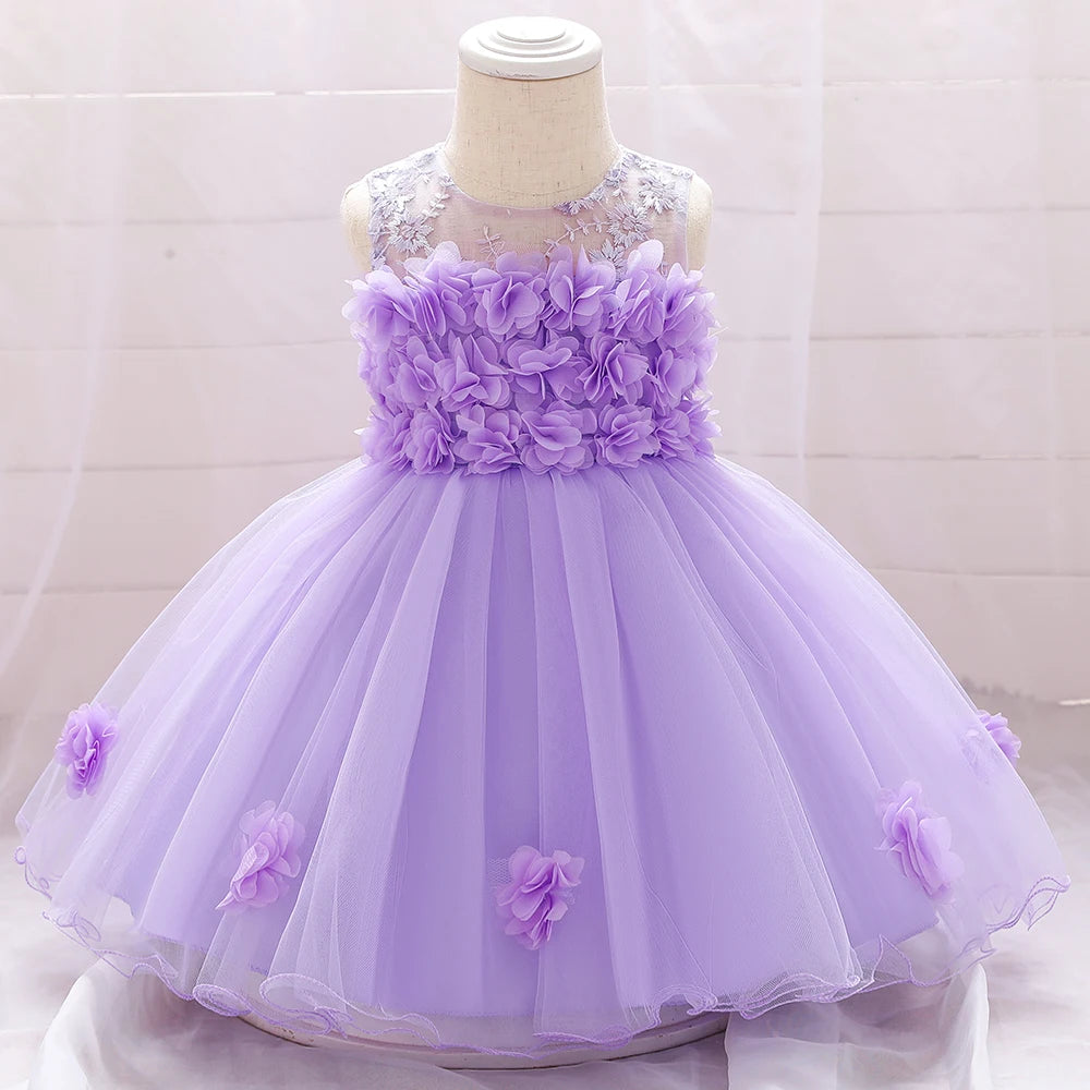 Baby Girls Floral Princess Party Dress | Lace Ball Gown | 3–24M | Braviixx