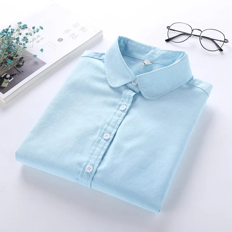 Women Blouse 2026 New Casual BRAND Long Sleeved Cotton Oxford White Shirt Woman Office Shirts Excellent Quality Blusas Lady