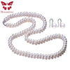 Natural Freshwater Pearl Jewelry Set For Women,Pearl Jewelry Necklace&Earrings,60cm Length,Fashion Jewelry,925 Sterling Silver