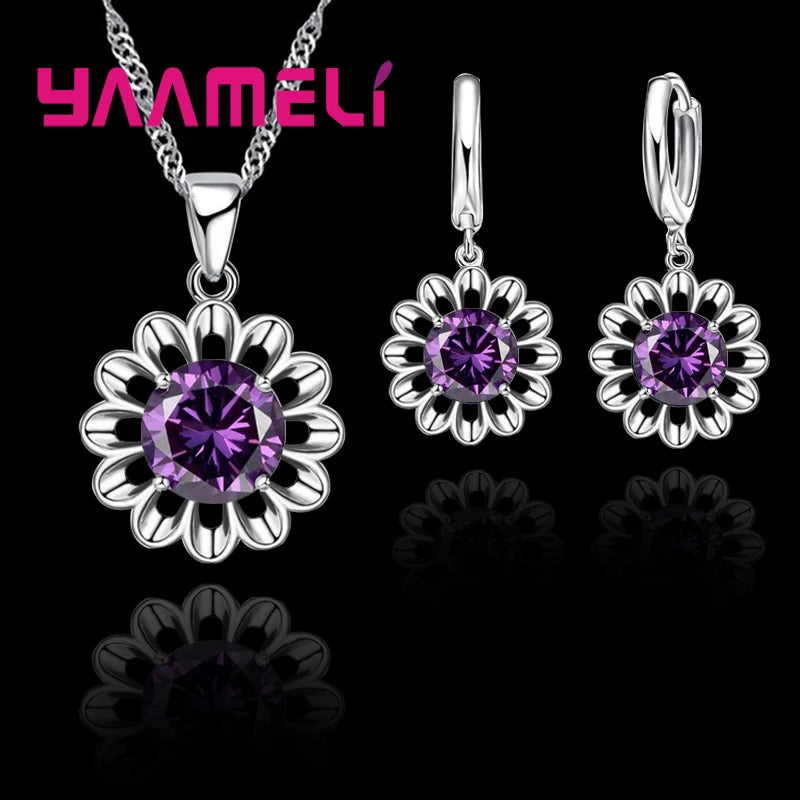Floral Pendant Necklace & Hoop Earrings Set | Braviixx