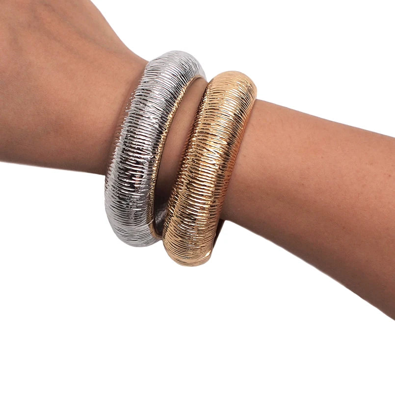 Punk Rough Surface Metal Bangles Bracelets Women Fashion Charm Geometric Statement Cuff Bracelets Jewelry Gift UKEN