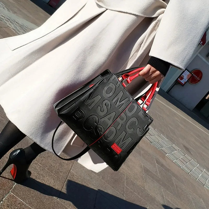 Women's PU Top-Handle Handbag | Letter & Check Styles | Braviixx