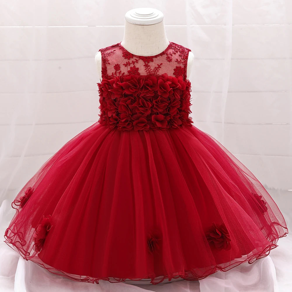 Baby Girls Floral Princess Party Dress | Lace Ball Gown | 3–24M | Braviixx