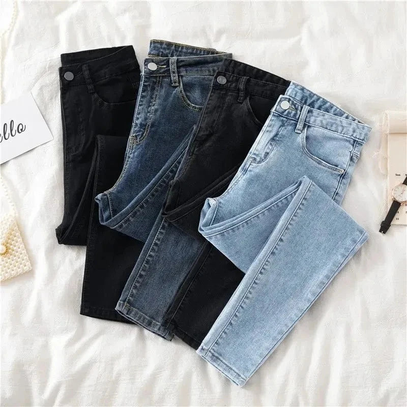 2024 New Jeans Female Denim Pants Black Color Womens Jeans Woman Stretch Bottoms Skinny Pants For Women Trousers 38