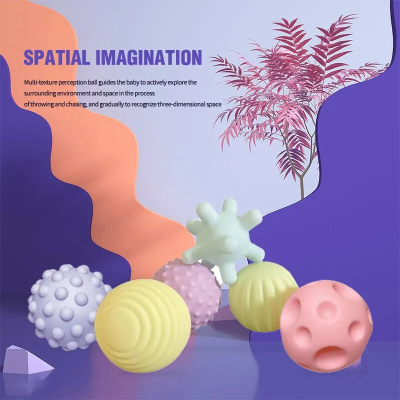 6-Piece Baby Sensory Balls Set | Silicone Tactile Massage & Rattle Toys | Braviixx