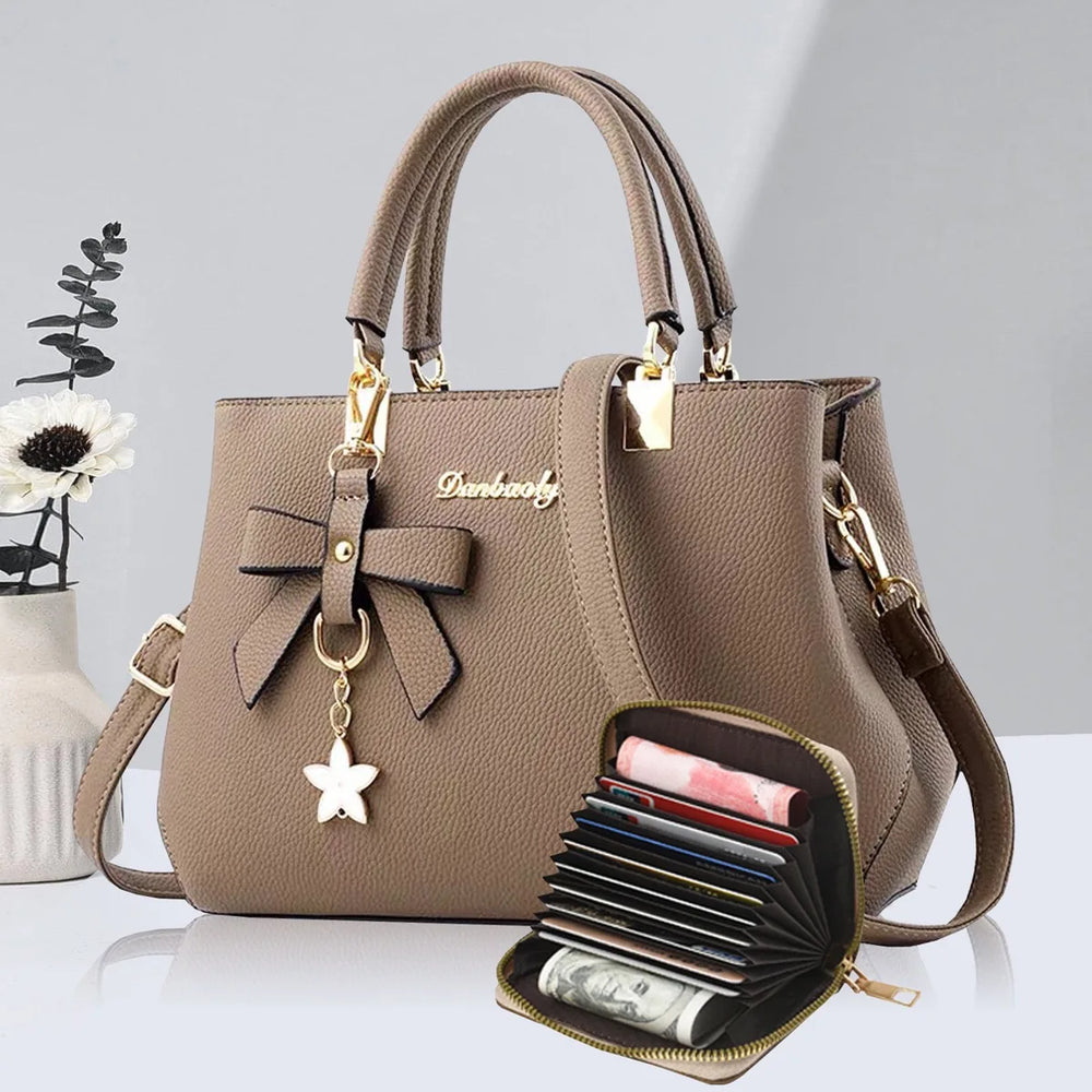 Women's Bow-Detail Handbag | Textured PU | Braviixx