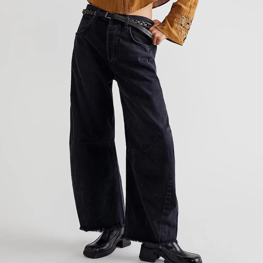 Women's Wide Leg Jeans New Style 2026 Summer New High Waist Loose Raw Edge Trousers
