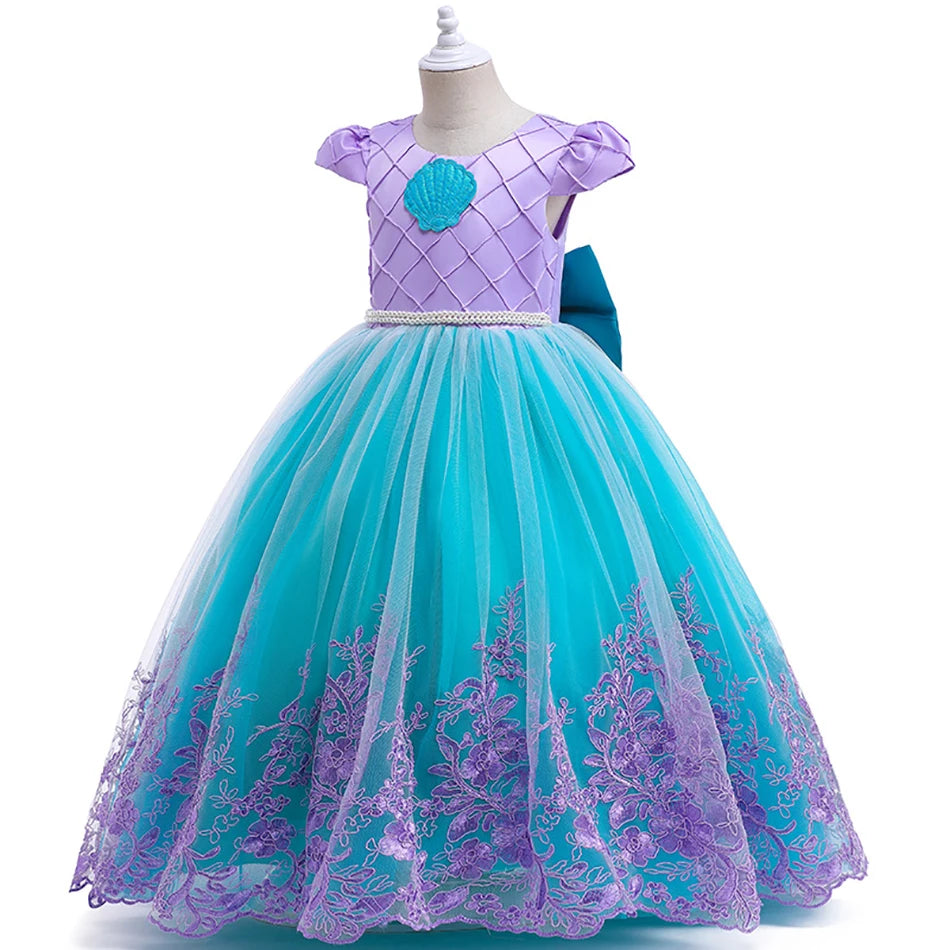 Girls’ Mermaid-Style Embroidered Dress & Accessories | Braviixx
